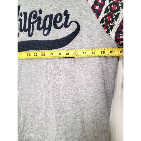 Tommy Hilfiger Women Aztec Patterned Crewneck Embroidery Sweatshirt Grey & Red S - Picture 6 of 11